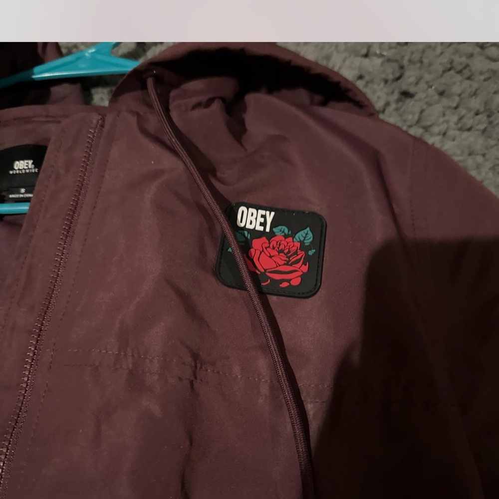 Obey Burgundy Jacket With Unique Patch - image 2